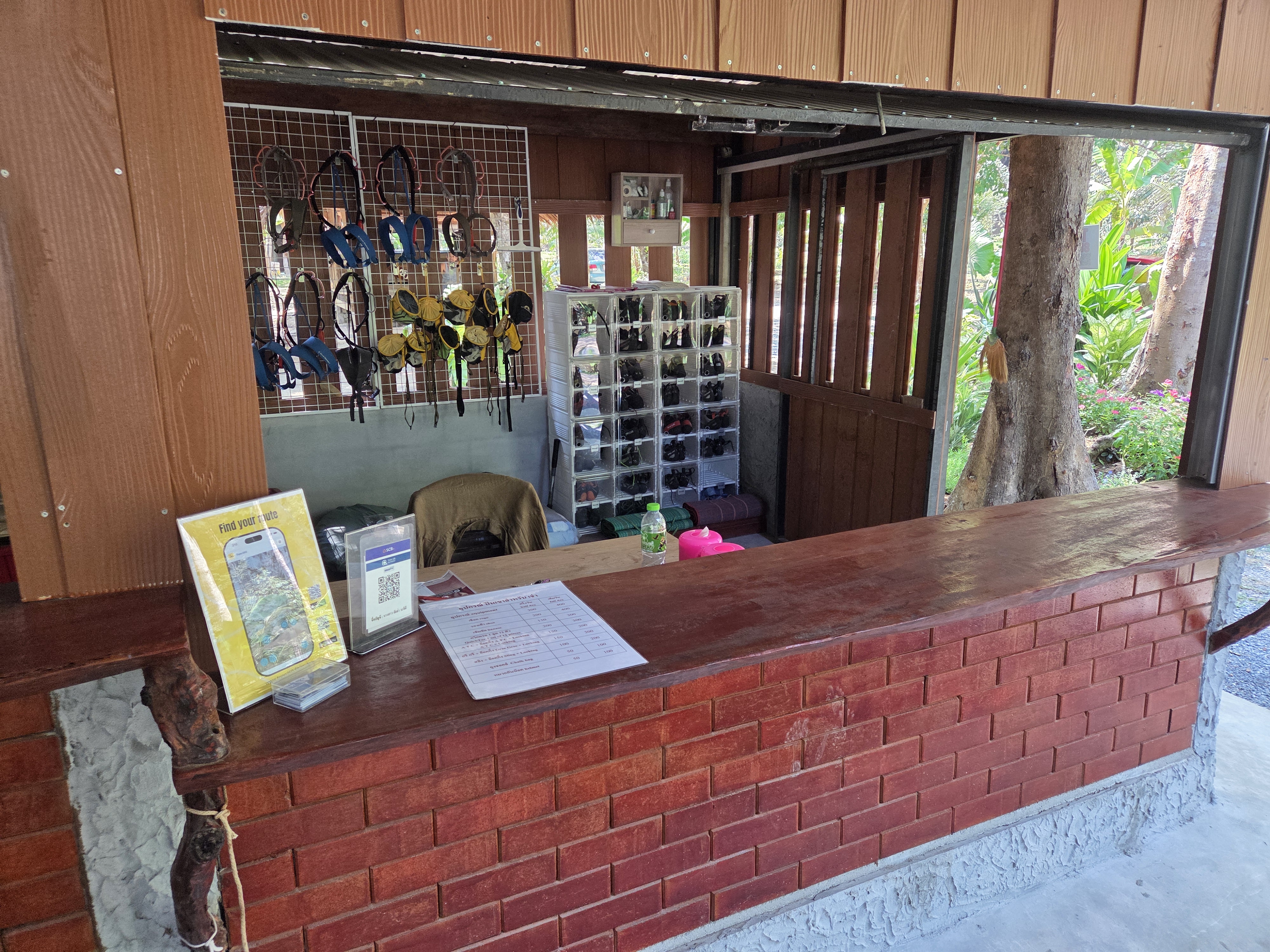 Ticket counter and gear shop