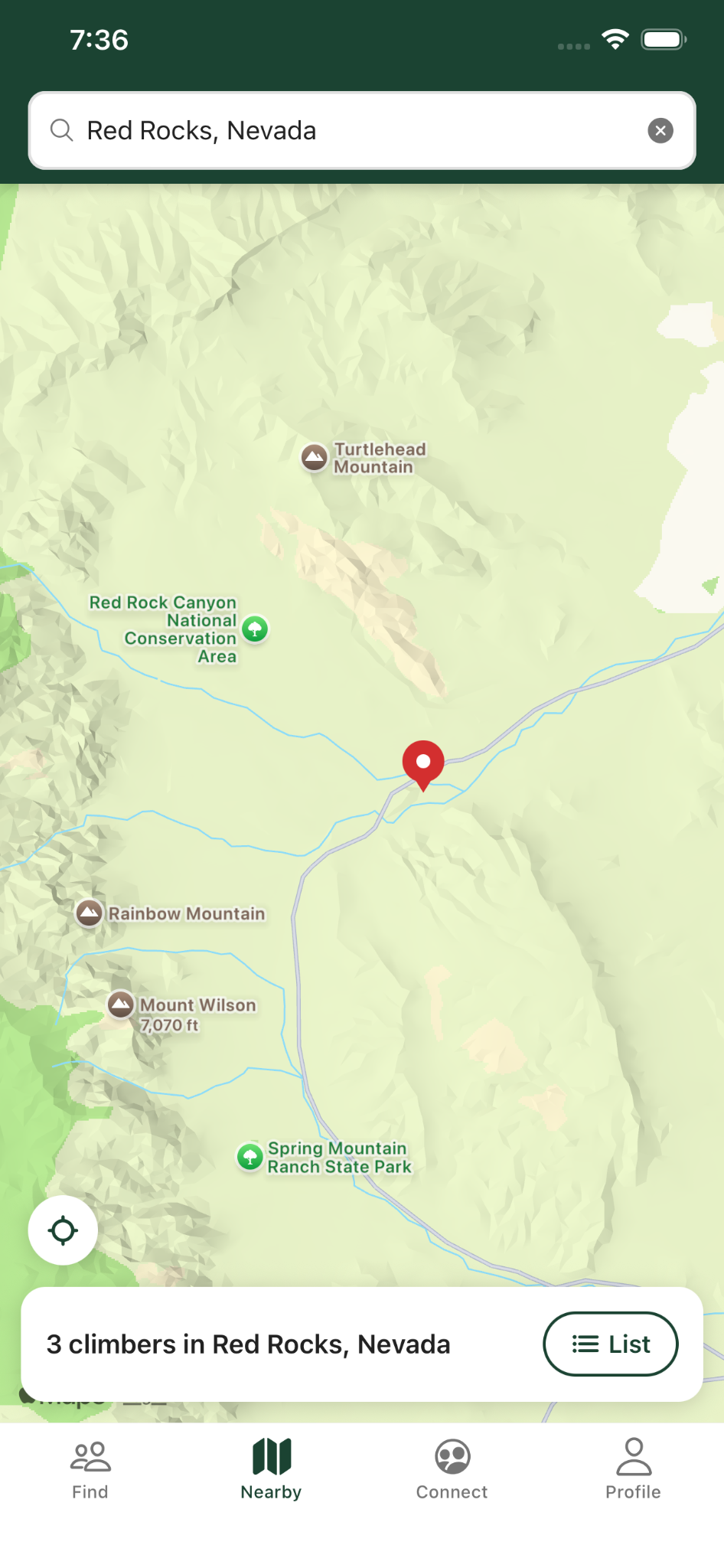 Nearby climbers map